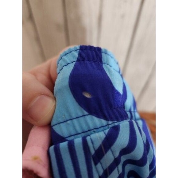 Mens Swim Trunks Medium Blue Swirl Lines Stretch Drawstring Pocket Elastic Waist - Picture 7 of 7